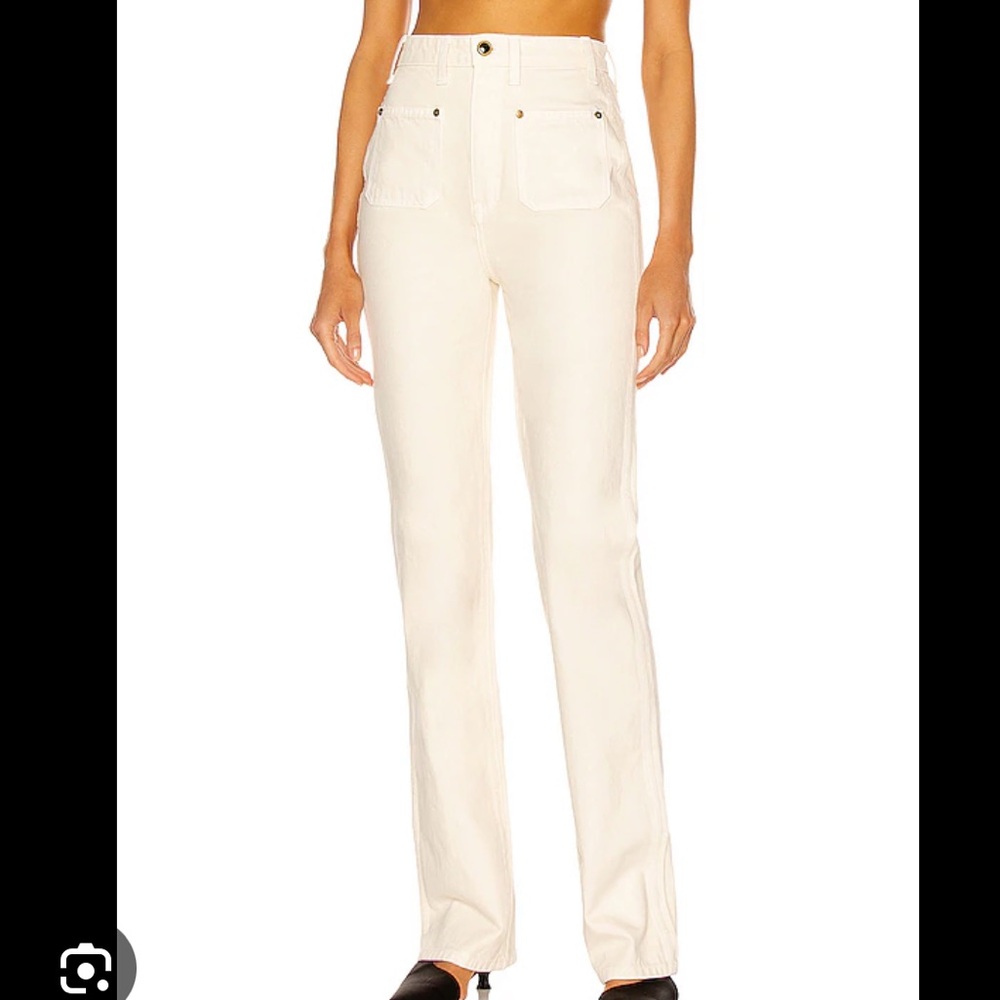 KHAITE Cream Straight-Leg Jeans